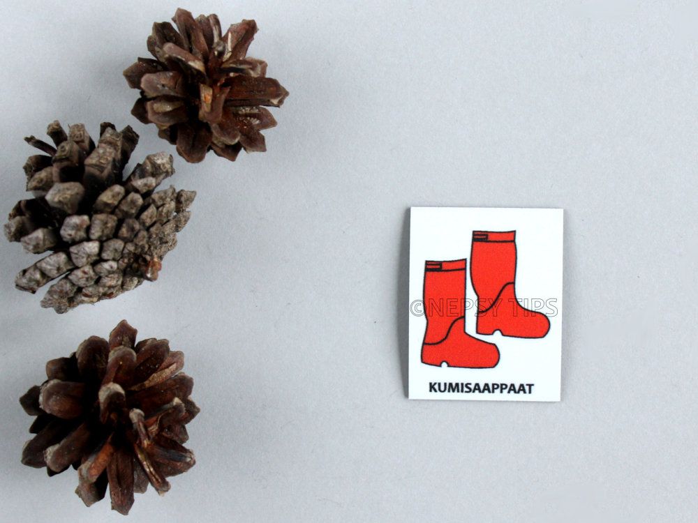 Nepsy Tips lapsen toiminnanohjauksen tukemiseen suunniteltu magneettinen kuvatukikortti Kumisaappaat, joka kuuluu Pukukortti kuvatukisarjaan. Kumisaappaat kuvatukikortissa on punaiset kumisaappaat.