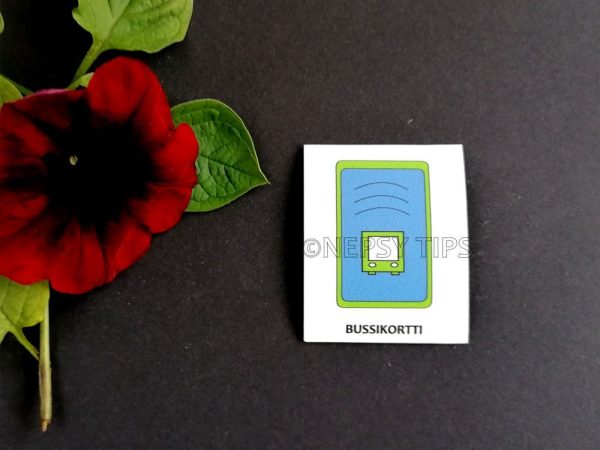 Nepsy Tips lapsen toiminnanohjauksen tukemiseen suunniteltu magneettinen kuvatukikortti Bussikortti, joka kuuluu Koululaisen muistilista täydennys kuvatukisarjaan.